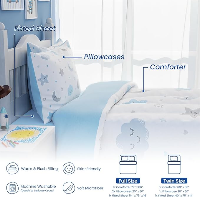 Star and Moon Comforter Set Full Size 98x86in - Image 3