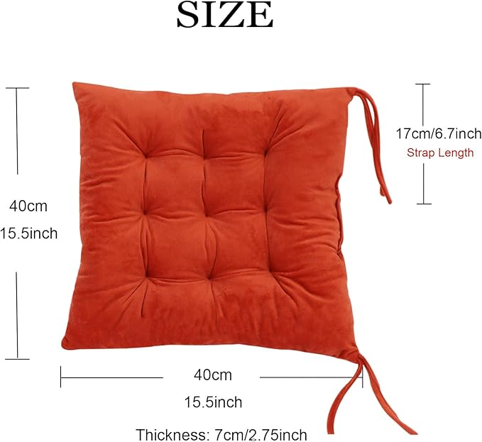 Set of 4 Square Chair Pads Indoor Seat Cushions Pillows - Image 2