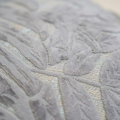 Alerfa 20 x 20 Inch Gray Silver Square Maple Leaf Pillow Embroidery Cut Velvet - Image 6