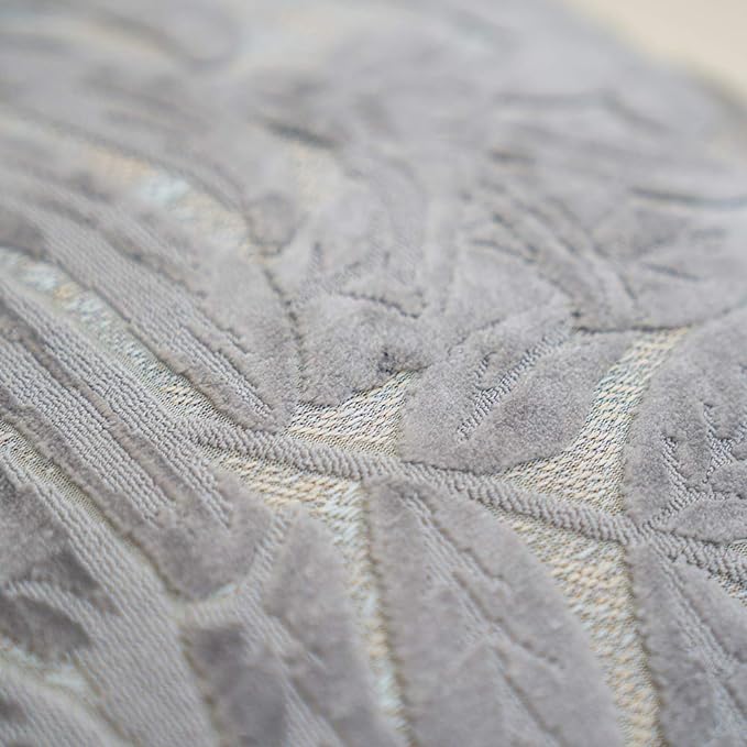 Alerfa 18 x 18 Inch Gray Silver Square Maple Leaf Pillow Embroidery Cut Velvet - Image 6