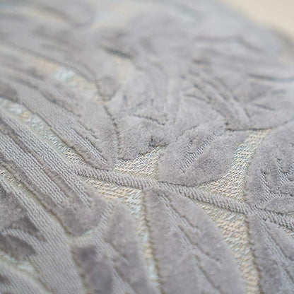 Alerfa 18 x 18 Inch Gray Silver Square Maple Leaf Pillow Embroidery Cut Velvet - Image 6