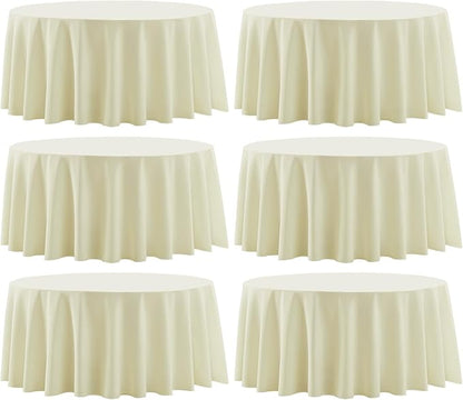 Round Tablecloth 6 Pack 90 Inch Ivory Tablecloths Washable Decorative Linen by AOCOZHomeLifeMuseum