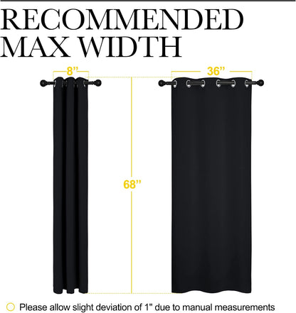 nicetown black blackout curtains for bathroom 42" wide on a desk or shelf