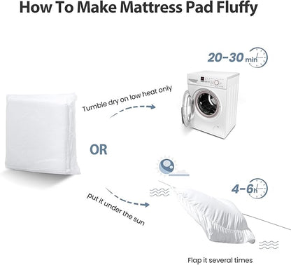 EASELAND Queen Size Mattress Pad Pillow Top Mattress Cover Quilted Fitted - Image 8