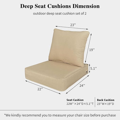 Outdoor 22x24 Inch Deep Seat Patio Cushion Set Outdoor Chair Cushions - Image 3