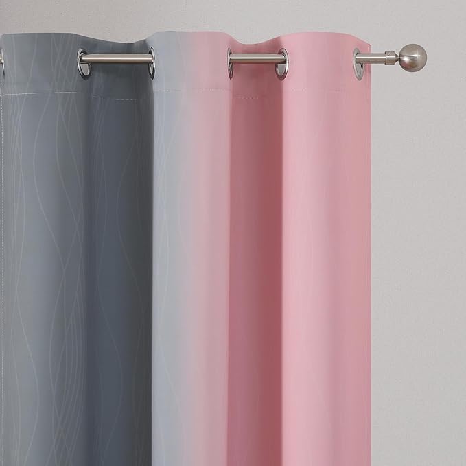 Estelar Textiler Ombre Gray and Pink Blackout Curtains 63 Inch Length 2 Panels - Image 4