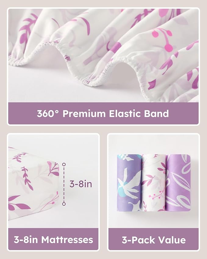 Baby Crib Sheets for Boys Girls, Breathable Soft Microfiber Baby Sheet Purple - Image 4
