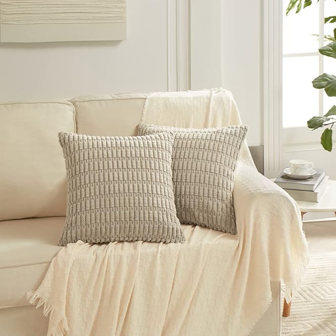 Fancy Homi 4 Packs Taupe Decorative Throw Pillow Covers 16x16 Inch - Image 6