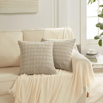 Fancy Homi 4 Packs Taupe Decorative Throw Pillow Covers 16x16 Inch - Image 6