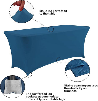 IVAPUPU 2 Pack 6FT Table Cloth for Rectangular Fitted Events Stretch Jean Color - Image 2