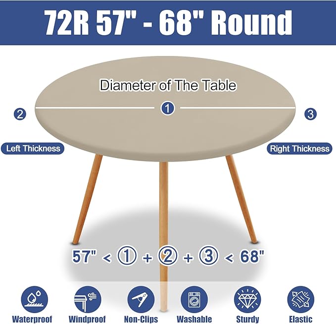 Round Spandex Tablecloth, Elastic Fitted Waterproof Tablecloths - Image 8