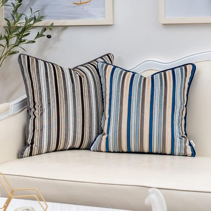 Yangest Blue Striped Throw Pillow Cover Multicolor Velvet Cushion Cover Modern - Image 7