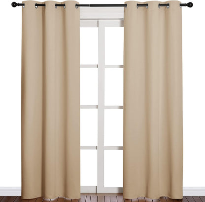 nicetown biscotti beige blackout curtains for bedroom 42", main product view