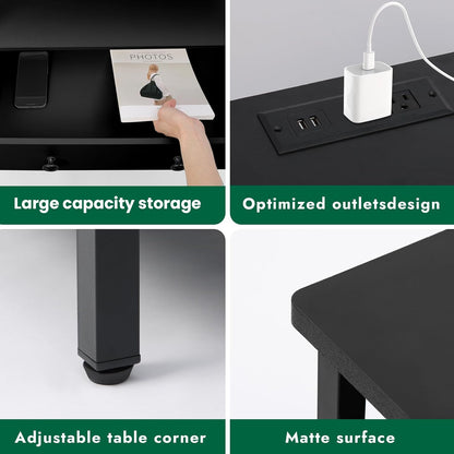 27" led nightstand set 2 with charging station, close-up detail