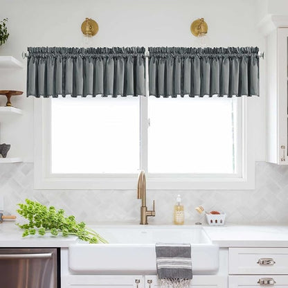 Blackout Valance for Living Room, Rod Pocket Curtains for Small Window - Image 2