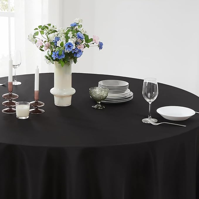 Round Tablecloth 6 Pack 108 Inch Black Tablecloths Washable Decorative Linen - Image 8