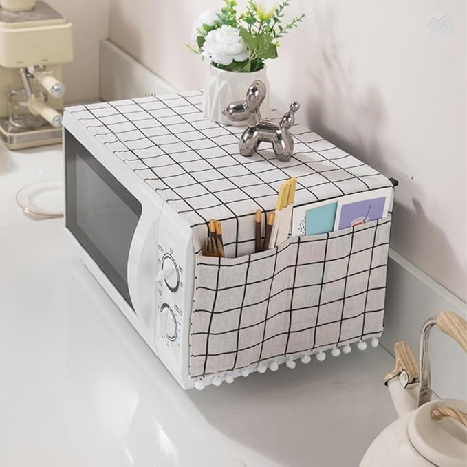 Microwave Oven Cover Dust Oil Proof Cotton Linen Waterproof Fabric Cloth - Image 7