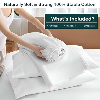 NON Sticky cotton Twin Size Sleeper Sofa Sheets, 4 Piece Egyptian Cotton Bed - Image 3