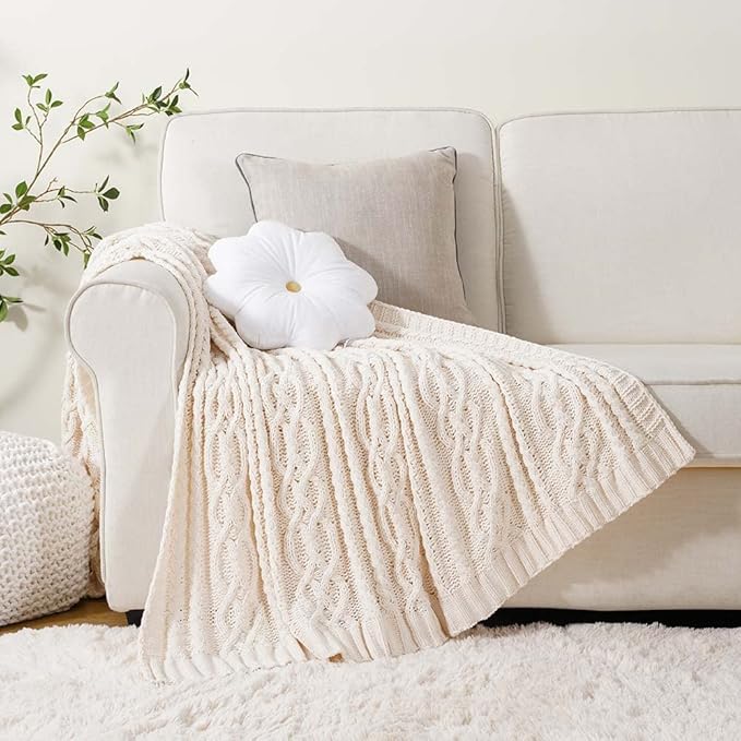 Battilo Cream White Ivory Throw Blanket - Image 6