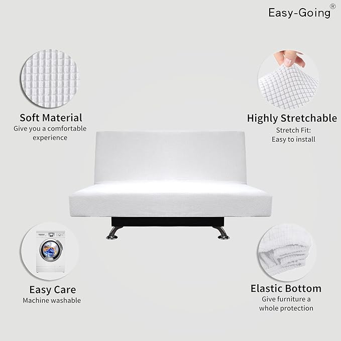 Easy-Going Stretch Futon Slipcover Armless Futon Bed Cover Furniture Protector - Image 3