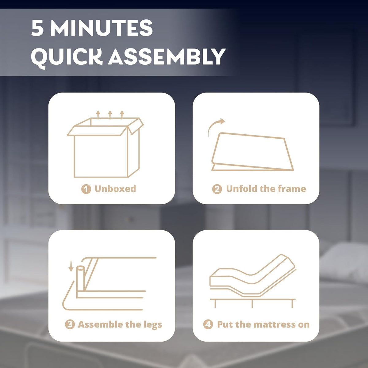 dyonery full size adjustable bed frame + 12, front angle view