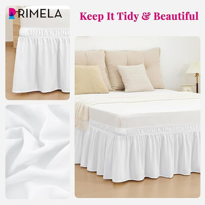 RIMELA Bed Skirt Full Size Moon White 15 Inch Drop, Wrap Around Elastic Bedskirt - Image 9