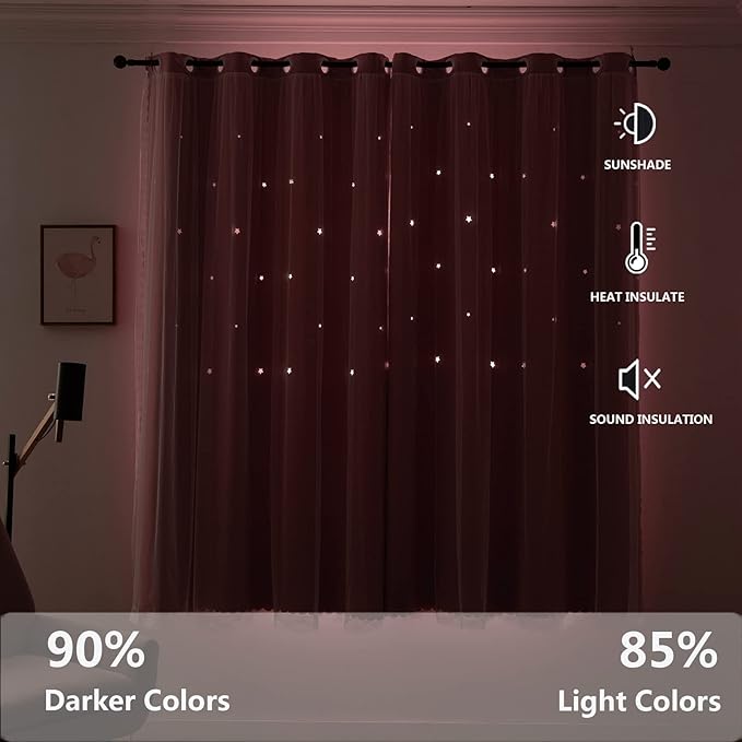 Pink Curtains for Girls Bedroom Solid Window Treatment Set Grommet Top Light - Image 6
