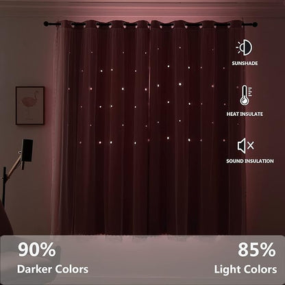 Pink Curtains for Girls Bedroom Solid Window Treatment Set Grommet Top Light - Image 6