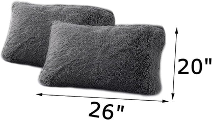 MorroMorn Decorative Pillows Covers, 2 Packs Faux Fur Pillow Cases Standard Size - Image 2