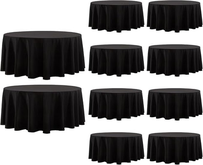 Round Tablecloth 132 Inch 10 Pack Black Tablecloths Washable Decorative Linen by AOCOZHomeLifeMuseum