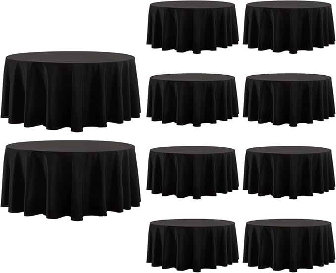Round Tablecloth 10 Pack 90 Inch Black Tablecloths Washable Decorative Linen by AOCOZHomeLifeMuseum