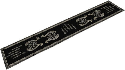 Viking Table Runner, Raven Ancient Rune Dragon Totem Norse Mystical Geometric - Image 8