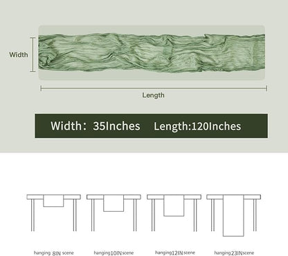 BALCONY & FALCON 2 Pack Sage Green Cheesecloth Table Runner 10FT 120 Inch - Image 5
