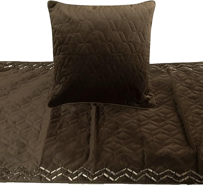 The HomeCentric King Queen Twin Brown Designer Twin 53"x18" Bed Runner - Image 2