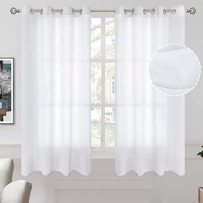 BGment White Sheer Curtains 63 Inch Length 2 Panels by BGment
