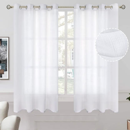 BGment White Sheer Curtains 63 Inch Length 2 Panels by BGment