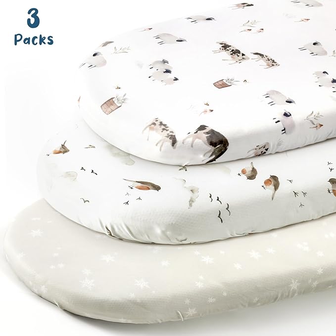 Stretchy Ultra Soft Fitted Bassinet Sheet Set 3 Pack, Universal Fit - Image 2