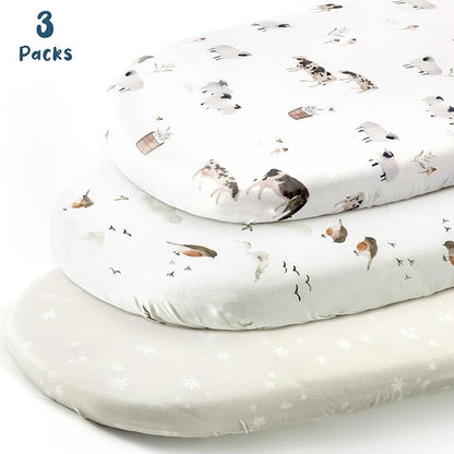 Stretchy Ultra Soft Fitted Bassinet Sheet Set 3 Pack, Universal Fit - Image 2