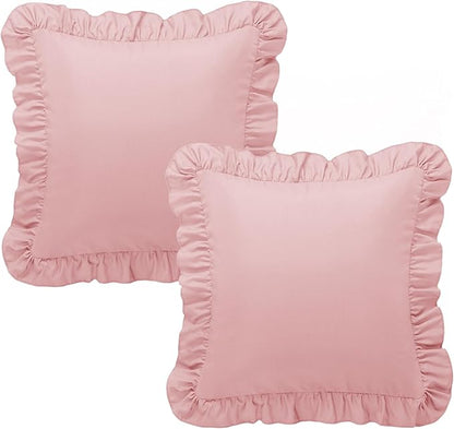 KKJIAF Ruffle Pillow Cases 18x18 Inches, Light Pink Square Ruffled Pillow - Image 8