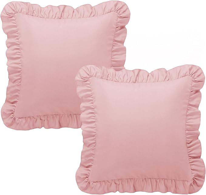 KKJIAF Ruffle Pillow Cases 24x24 Inches, Light Pink Square Ruffled Pillow - Image 8