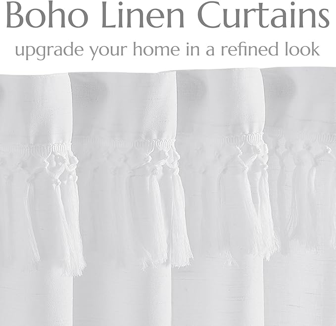 jinchan Linen Curtains for Living Room Bedroom Light Filtering Semi Sheer - Image 3