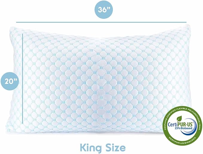 Nestl King Size Cooling Pillow for Sleeping 2 Pack, Luxury Shredded Memory Foam - Image 2