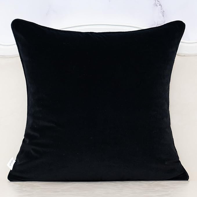Alerfa Black Throw Pillow Cover 18x18 Inch, Square Cut Velvet Maple Leaf - Image 2