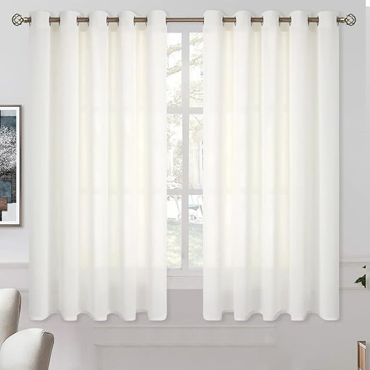 BGment Natural Linen Look Semi Sheer Curtains by BGment