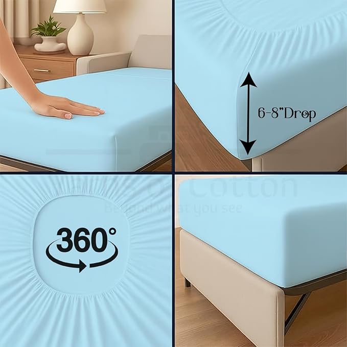 Sleeper Sofa 4 Piece Bed Sheet Set Premium Quality 100% Cotton 500 Thread Count - Image 9