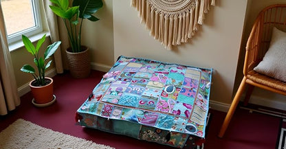 CRAFT KALA Indian Square Patchwork Traditional Pouf Cover Indian Living Room - Image 7
