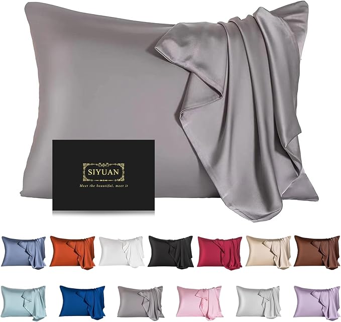 Mulberry Silk Pillowcase for Hair and Skin, Standard Size Cooling Silk Pillow by SIYUAN