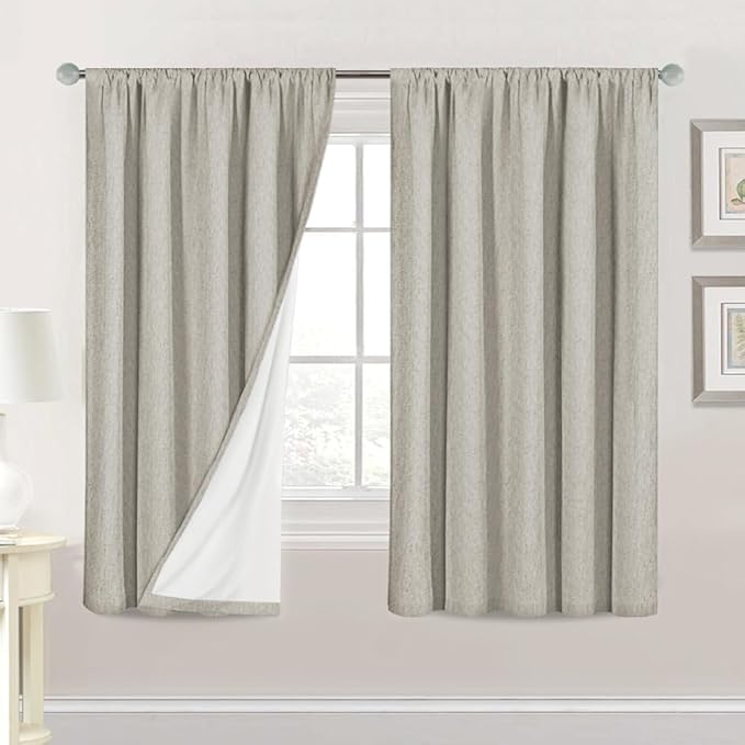 H.VERSAILTEX Linen Look 100% Blackout Curtains 63 Inches Long by HVERSAILTEX