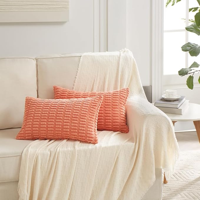 Fancy Homi 4 Packs Boho Coral Decorative Throw Pillow Covers 12x24 Inch - Image 7