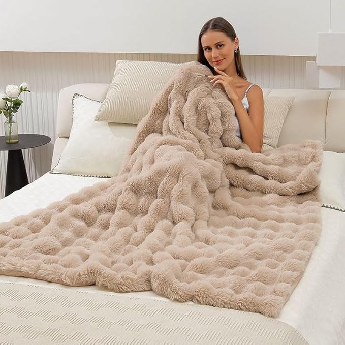 Faux Fur Throw Blanket for Couch Cozy Fuzzy Soft Plush Thick Fluffy Fleece - Image 7